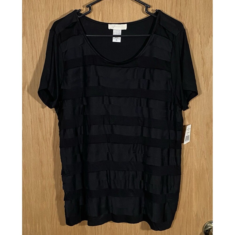 Janeric Women's Sz XL Black Top Layered Tiered Career Stretch Whimsigoth NWT